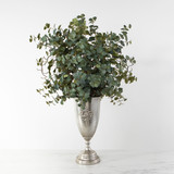 Faux Eucalyptus Stems and Twigs in Tin Urn