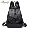 New backpack luxurious crocodile pattern leather backpack women high quality shoulder bag brand school bags for teenage girls|Backpacks|