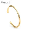 VAROLE Simple Twisted line Cuff Bracelet Stainless steel Bangle Gold Color Bracelets Bangles For Women Fashion Jewelry Pulseiras|Bangles|