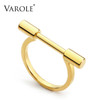 VAROLE Contracted cylindrical Ring Gold Color Rings For Women Accessories Finger Fashion Jewelry Gifts Anillos|Engagement Rings|