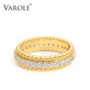 VAROLE Punk Beads Ring Cubic Zirconia Engagement Lady Finger Rings For Women Gold Color Minimalist Fashion Jewelry|Engagement Rings|