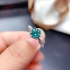 Blue Green Moissanite Ring 1CT 6.5MM VVS Lab Diamond with Certififcate Fine Jewlery Test Passed Real S925 Sterling Silver|Rings|
