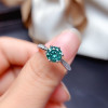 Blue Green Moissanite Ring 1CT 6.5MM VVS Lab Diamond with Certififcate Fine Jewlery Test Passed Real S925 Sterling Silver|Rings|