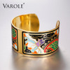 VAROLE Fashion Wide Bracelet Bangle Color Design Pattern Opening Bracelet for Women Mother Enamel Gold Bracelets Jonc Pulseras|open bracelets for women|open braceletwide bracelet