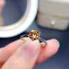 Yellow Moissanite Ring 1CT 6.5MM VVS Lab Diamond Test Passed Fine Jewelry for Women Wedding Party Gift Real 925 Sterling Silver|Rings|