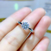Moissanite Ring for Women Engagement Anniversary Gift 1CT VVS 6.5MM Lab Diamond Classic Fine Jewelry Real 925 Sterling Silver|Rings|