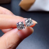 Moissanite Earring for Women Engagement Anniversary Wedding Gift 1CT 6.5MM D Color VVS Lab Diamond Real 925 Sterling Silver|Stud Earrings|
