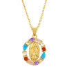 LUALA CZ Rainbow Virgin Mary Necklaces For Women/Girl Gold Crystal Heart Necklaces Pendants Women Jewelry virgen de guadalupe|Pendant Necklaces|