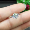 Moissanite Ring Real 925 Sterling Silver Classic Style 1CT 2CT Lab Diamond Ring with Certificate Text Passed Women Wedding Party|Rings|