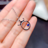 3MM Sri Lanka Sapphire Pendant Natural Blue Gemstones Necklace for Women Anniversary Gift Real 925 Sterling Silver Crown Design|Pendants|