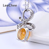 LeeChee 100% Natural citrine pendant real 925 Solid Sterling Silver jewelry yellow gemstone necklace for women birthday gift|Pendants|