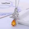 Natural Citrine pendant for girl gift Christmas tree Necklace 6*8mm drop yellow gemstone jewelry real 925 Solid Sterling silver|Pendants|