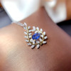 Sri Lanka Sapphire Pendant for Women Anniversary Gift 4*6MM Natural Blue Gemstone Fine Jewelry Real 925 Sterling Silver Necklace|Pendants|
