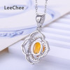 Natural citrine pendant for women birthday gift 6*8mm yellow gemstone necklace for girl daily wear Real 925Solid Sterling Silver|Pendants|