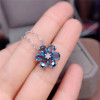London Blue Topaz Necklace for Women Birthday Gift 4*6MM Natural Gemstone Flower Pendant Real 925 Sterling Silver Fine Jewelry|Necklaces|