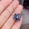 London Blue Topaz Necklace for Women Birthday Gift 4*6MM Natural Gemstone Flower Pendant Real 925 Sterling Silver Fine Jewelry|Necklaces|