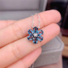 London Blue Topaz Necklace for Women Birthday Gift 4*6MM Natural Gemstone Flower Pendant Real 925 Sterling Silver Fine Jewelry|Necklaces|