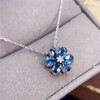 London Blue Topaz Necklace for Women Birthday Gift 4*6MM Natural Gemstone Flower Pendant Real 925 Sterling Silver Fine Jewelry|Necklaces|