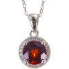 Natural Garnet pendant wine red gemstone necklace for women daily wear round cut 7mm Real 925 Solid Sterling Silver jewelry|Pendants|