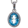 Natural blue topaz pendant for women classic style for birthday gift 7*9mm oval gemstone jewelry real 925 solid sterling silver|Pendants|