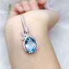 LeeChee blue topaz pendant 10*14mm big natural gemstone necklace fine jewelry women party gift real 925 Solid Sterling Silver|Pendants|