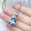LeeChee blue topaz pendant 10*14mm big natural gemstone necklace fine jewelry women party gift real 925 Solid Sterling Silver|Pendants|
