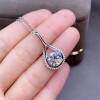1CT 2CT Moissanite Necklace VVS 8MM Lab Diamond Pendants for Women Wedding Party Gift Fine Jewelry Real 925 Sterling Silver|Pendants|