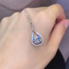 1CT 2CT Moissanite Necklace VVS 8MM Lab Diamond Pendants for Women Wedding Party Gift Fine Jewelry Real 925 Sterling Silver|Pendants|