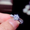 Moissanite ring Wedding Party Anniversary Ring For Women 1CT 6.5MM VVS Lab Diamond With Certificate Real 925 Sterling Silver|Rings|
