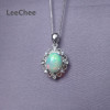 Opal Pendants for Women Anniversary Gift 8*10MM Natural Colorful Gemstones Necklaces Real 925 Sterling Silver Fine Jewelry|Pendants|