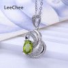 LeeChee 100% natural peridot pendant for women 5*7mm green gemstone necklace fine jewelry for girl real 925solid sterling silver|Pendants|
