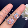 Natural Opal Necklace for Girl Anniversary Party Gift 5*7MM Colorful Gemstones Fine Jewelry Real 925 Sterling Silver Free Ship|Necklaces|