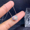 Natural Opal Necklace for Girl Anniversary Party Gift 5*7MM Colorful Gemstones Fine Jewelry Real 925 Sterling Silver Free Ship|Necklaces|