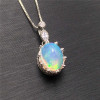 LeeChee Opal Pendant for Women Anniversary Gift 7*9MM Genuine White Opal Gemstone Necklace Fine Jewelry Real 925 Sterling Silver|Pendants|