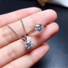 Moissanite Jewelry Set 1CT VVS Lab Diamond Ring Pendant Necklace 925 Sterling Silver for Women Wedding Party Anniversary Gift|Jewelry Sets|