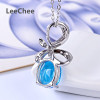 LeeChee Blue Topaz pendant real 925 Solid Sterling Silver fine jewelry gemstone necklace for women birthday gift free ship|Pendants|