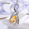 100% Natural citrine pendant real 925 Solid Sterling Silver jewelry yellow gemstone necklace for women birthday gift free ship|Pendants|