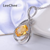 100% Natural citrine pendant real 925 Solid Sterling Silver jewelry yellow gemstone necklace for women birthday gift free ship|Pendants|