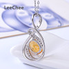100% Natural citrine pendant real 925 Solid Sterling Silver jewelry yellow gemstone necklace for women birthday gift free ship|Pendants|
