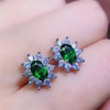 100% Natural Chrome Diopside stud earring for women daily wear 4*6mm green gemstone fine jewelry Anniversary gift 925 silver|Stud Earrings|
