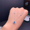 LeeChee London Blue Topaz Necklace 5*7MM Water Drop Gemstone Jewelry for Young Girl Birthday Party Gift Real 925 Sterling Silver|Necklaces|