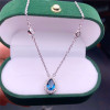LeeChee London Blue Topaz Necklace 5*7MM Water Drop Gemstone Jewelry for Young Girl Birthday Party Gift Real 925 Sterling Silver|Necklaces|