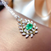 Natural Emerald Pendant for Women Birthday Gift 4*6MM Genuine Green Gemstones Fine Jewelry Real 925 Sterling Silver Necklace|Pendants|