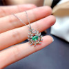 Natural Emerald Pendant for Women Birthday Gift 4*6MM Genuine Green Gemstones Fine Jewelry Real 925 Sterling Silver Necklace|Pendants|