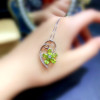 Natural Peridot Pendant for Women Anniversary Gift 4*6MM Genuine Green Gemstones Fine Jewelry Real 925 Sterling Silver Necklace|Pendants|