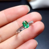 Real 925 Silver Ring 4*6MM Green Gemstone for Women Daily Wear Birthstone Gift Fine Jewelry Classic Style Genuine Emerald Ring|Rings|
