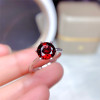 Natural Garnet Ring 8MM Genuine Wine Red Gemstone Fine Jewelry for Women Anniversary Gift Real 925 Sterling Silver Free Ship|Rings|
