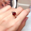 Natural Garnet Ring 8MM Genuine Wine Red Gemstone Fine Jewelry for Women Anniversary Gift Real 925 Sterling Silver Free Ship|Rings|