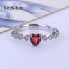 LeeChee Garnet Heart Ring for Young Girl Wedding Anniversary Gift 5MM Wine Red Natural Gemstone Jewelry 925 Sterling Silver|Rings|