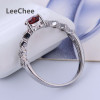 LeeChee Garnet Heart Ring for Young Girl Wedding Anniversary Gift 5MM Wine Red Natural Gemstone Jewelry 925 Sterling Silver|Rings|